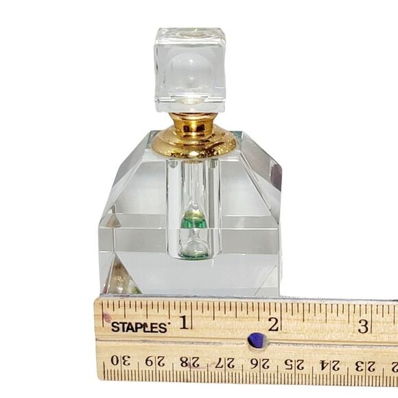 Vtg Clear Glass Perfume Bottle Cut Glass Empty Fragrance Bottle Glass Stopper - Picture 7 of 7